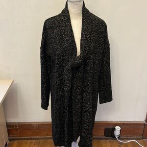 She + Sky long black multicolored fleck tie open cardigan Size S EUC